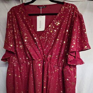 Star patten maroon maxi dress
